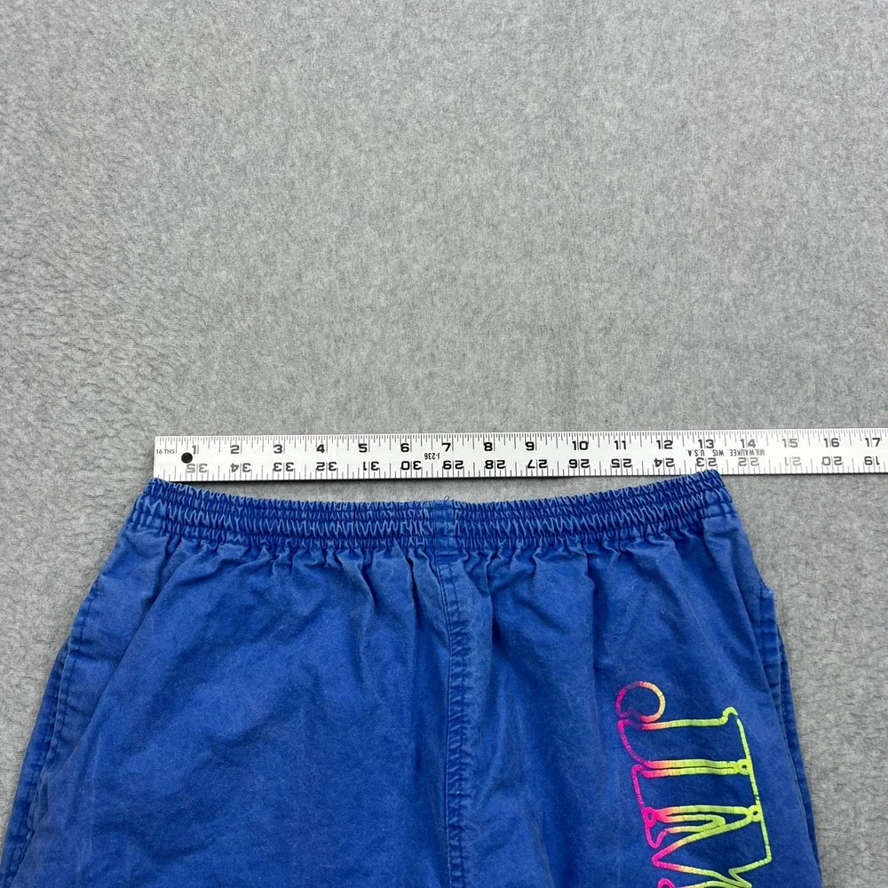 VTG Jimmy'Z Shorts Mens Medium Blue Neon Graphic Skater Surf Elastic Waist Beach